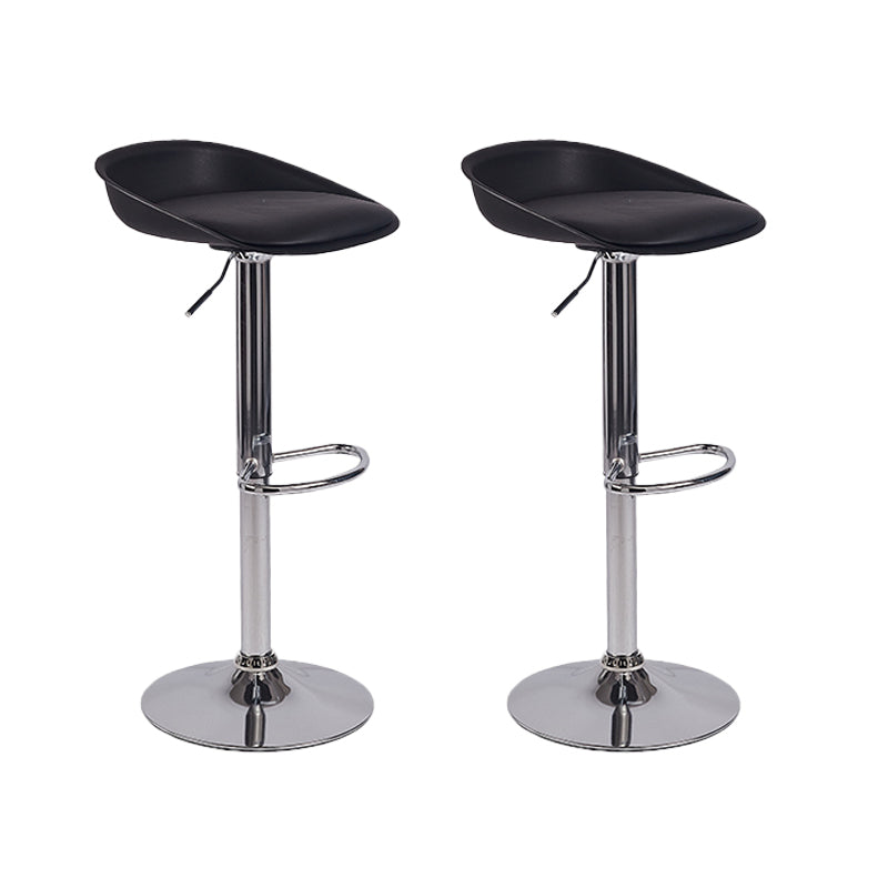Modern Style Low Back Upholstered Adjustable Bar Stool with Metal Legs