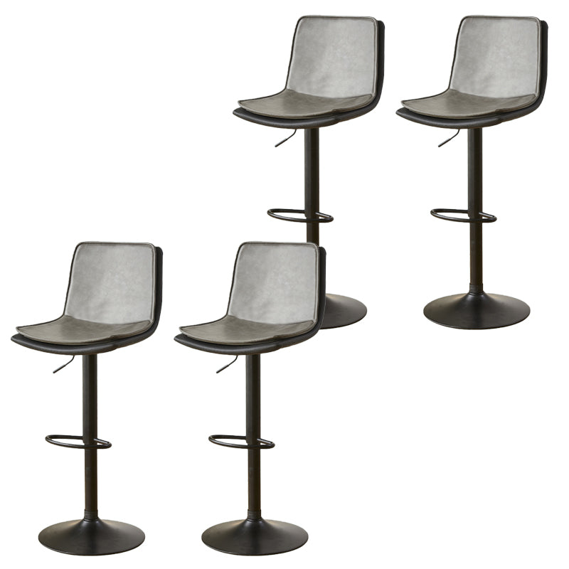 Contemporary Style Leather Adjustable Swivel Bar Stool with Metal Leg