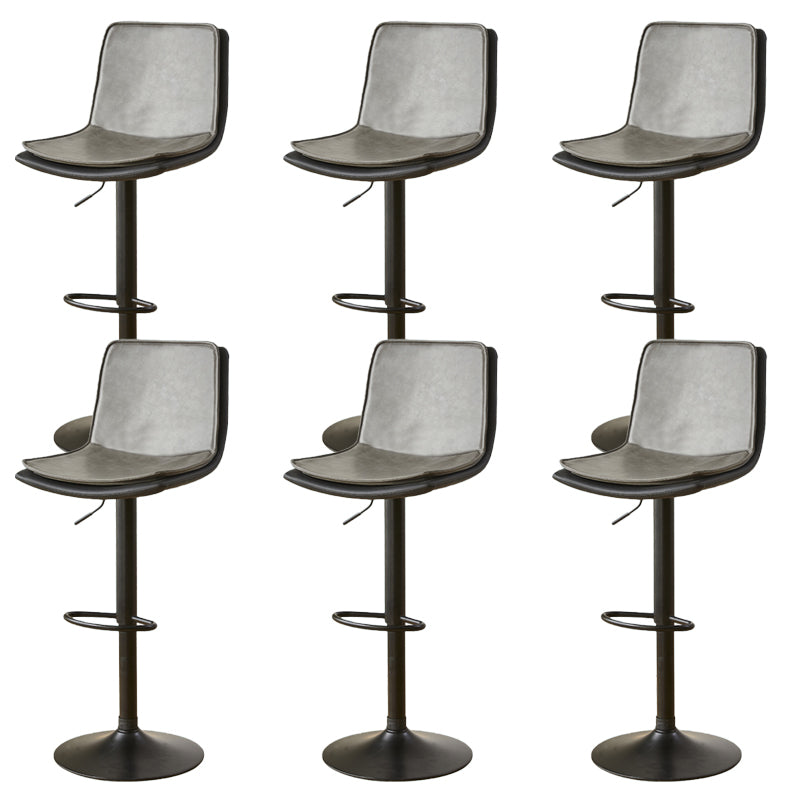 Contemporary Style Leather Adjustable Swivel Bar Stool with Metal Leg