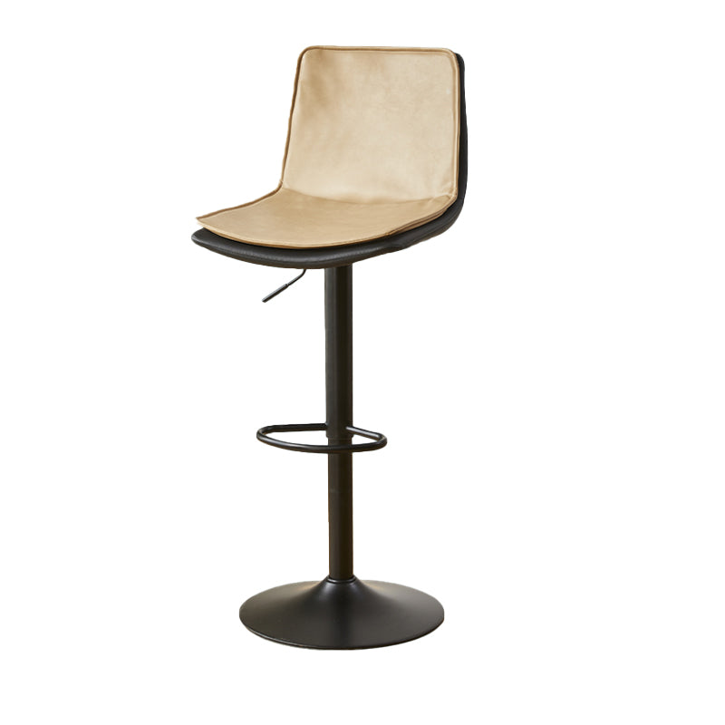 Contemporary Style Leather Adjustable Swivel Bar Stool with Metal Leg