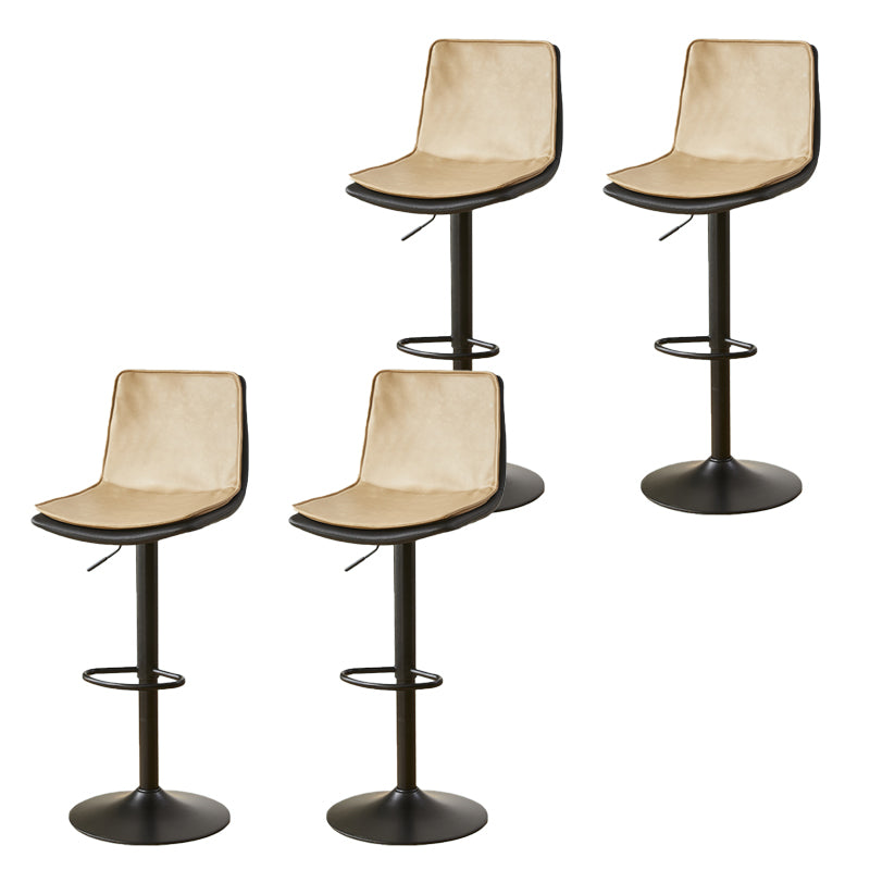 Contemporary Style Leather Adjustable Swivel Bar Stool with Metal Leg