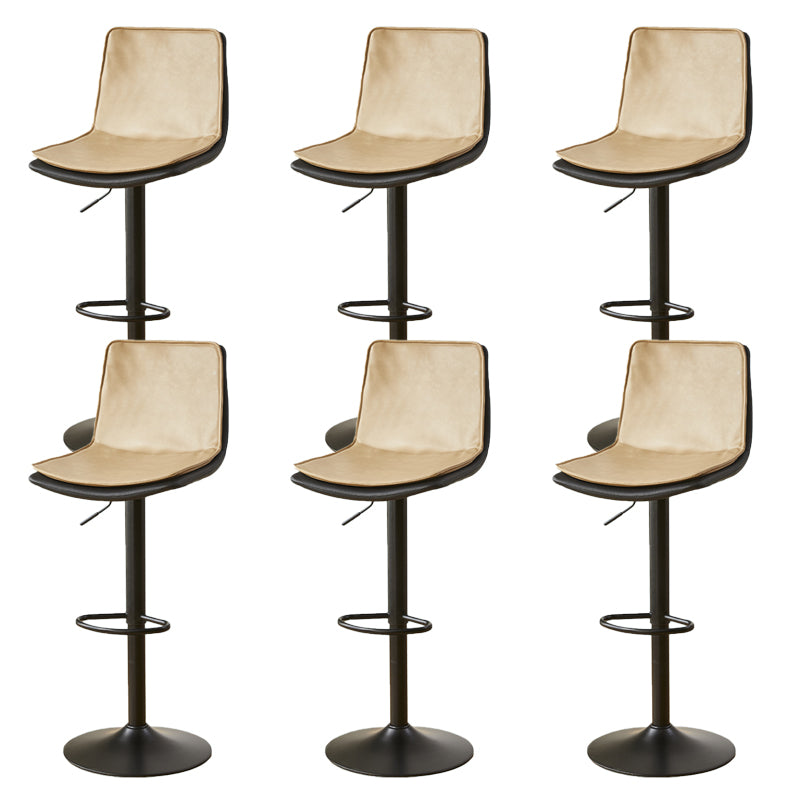 Contemporary Style Leather Adjustable Swivel Bar Stool with Metal Leg