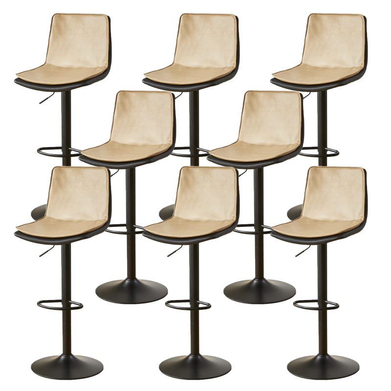 Contemporary Style Leather Adjustable Swivel Bar Stool with Metal Leg