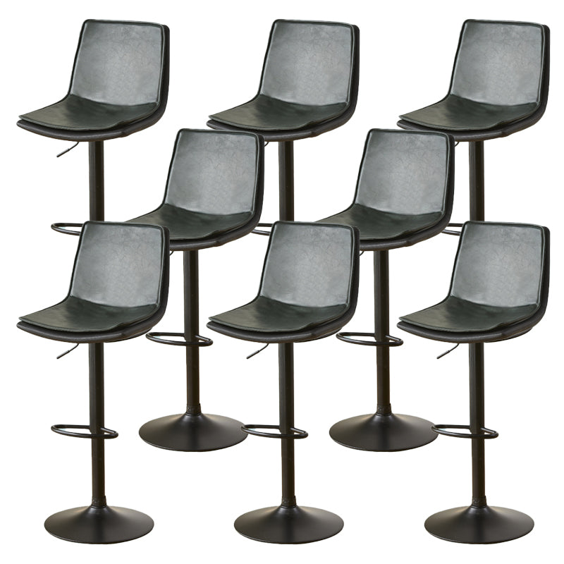 Contemporary Style Leather Adjustable Swivel Bar Stool with Metal Leg