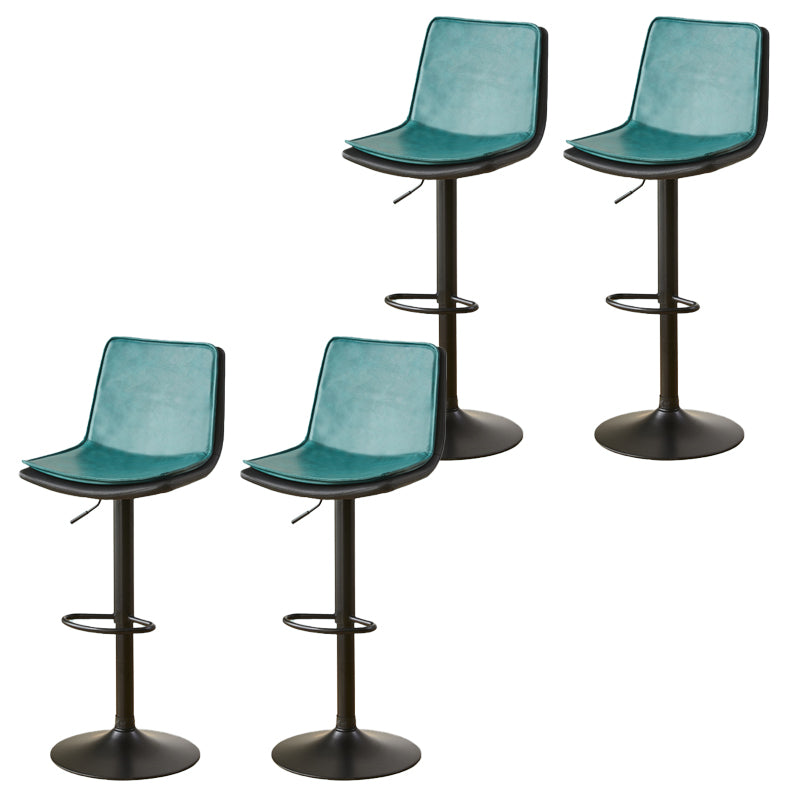Contemporary Style Leather Adjustable Swivel Bar Stool with Metal Leg