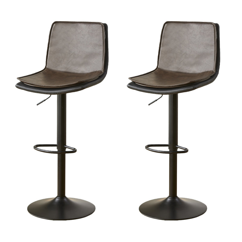 Contemporary Style Leather Adjustable Swivel Bar Stool with Metal Leg