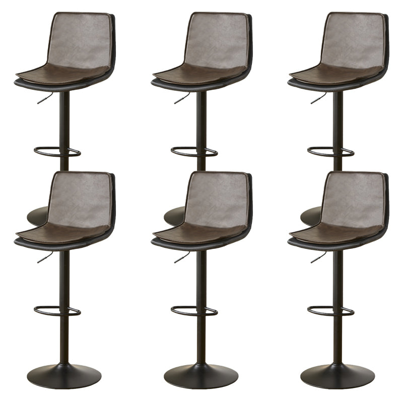 Contemporary Style Leather Adjustable Swivel Bar Stool with Metal Leg