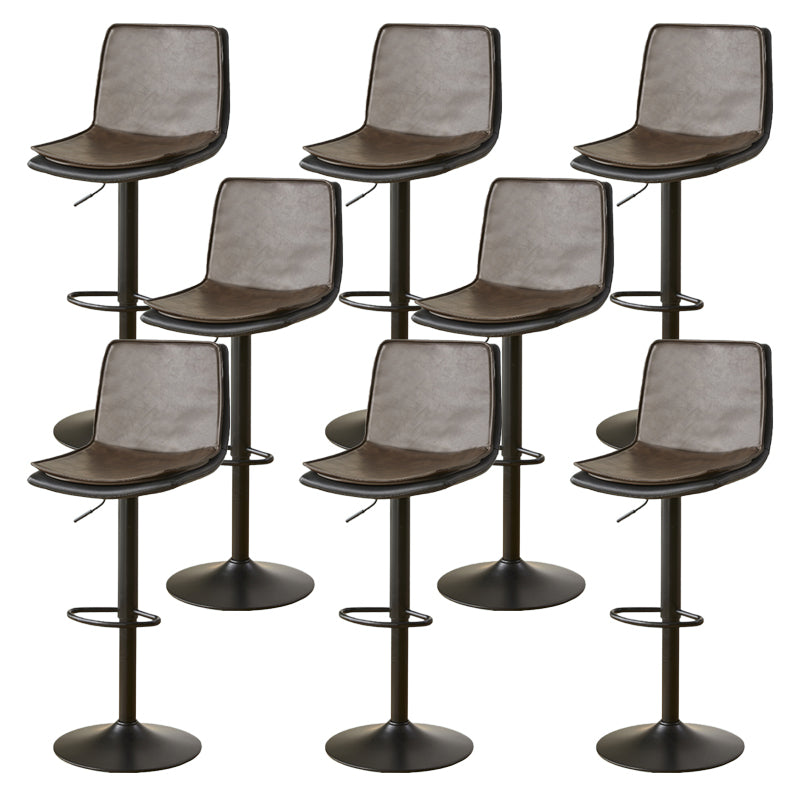 Contemporary Style Leather Adjustable Swivel Bar Stool with Metal Leg