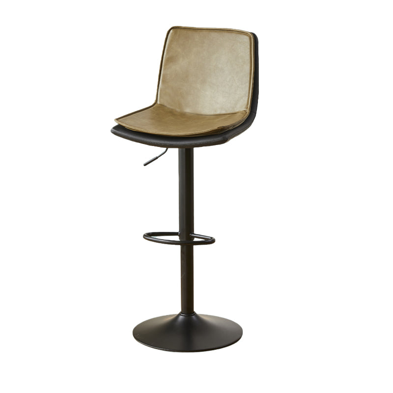 Contemporary Style Leather Adjustable Swivel Bar Stool with Metal Leg
