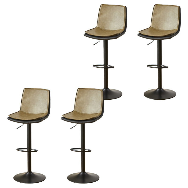 Contemporary Style Leather Adjustable Swivel Bar Stool with Metal Leg