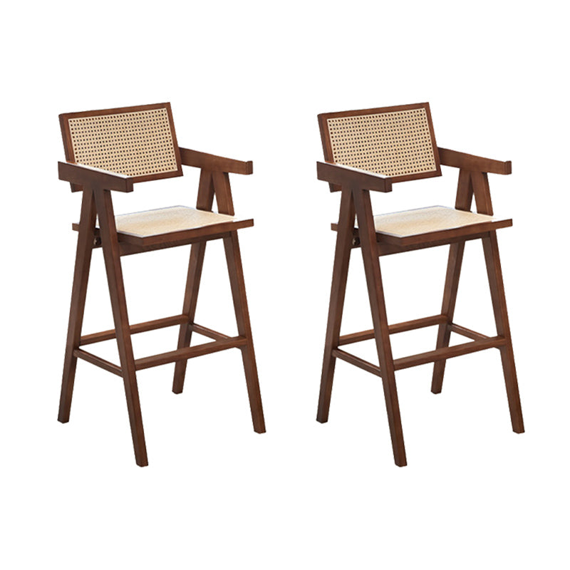Contemporary Style Low Back Solid Wood Armed Bar Stool for Home