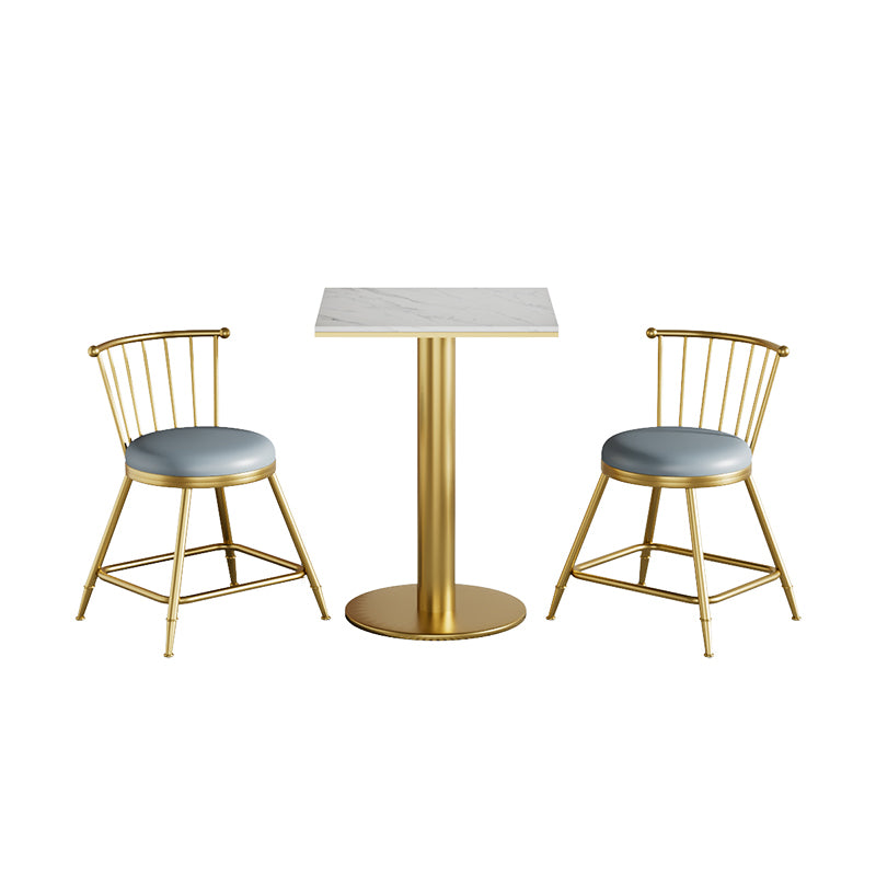 1/2/3/5 Pcs Bar Set with Stone Top Pub Table and Metal Stools for Home