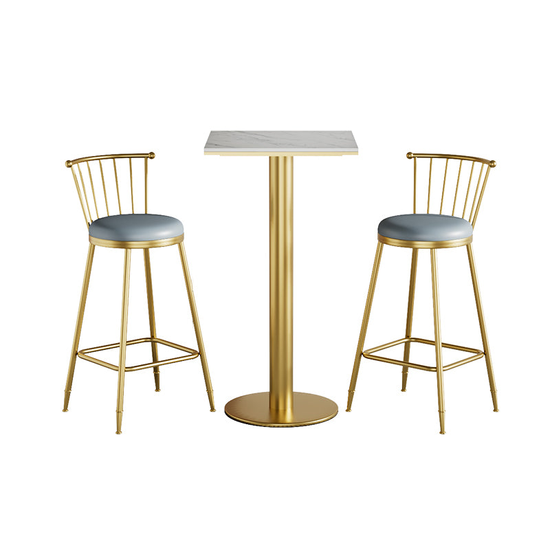 1/2/3/5 Pcs Bar Set with Stone Top Pub Table and Metal Stools for Home