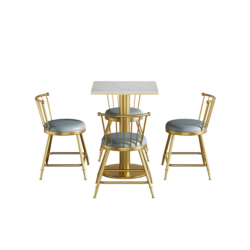 1/2/3/5 Pcs Bar Set with Stone Top Pub Table and Metal Stools for Home