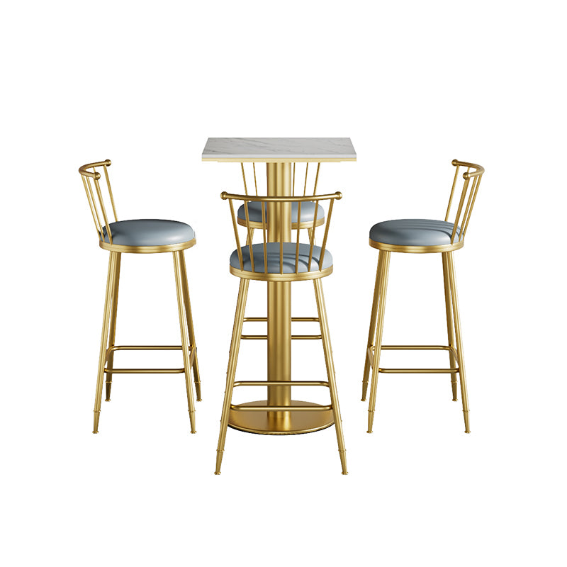 1/2/3/5 Pcs Bar Set with Stone Top Pub Table and Metal Stools for Home