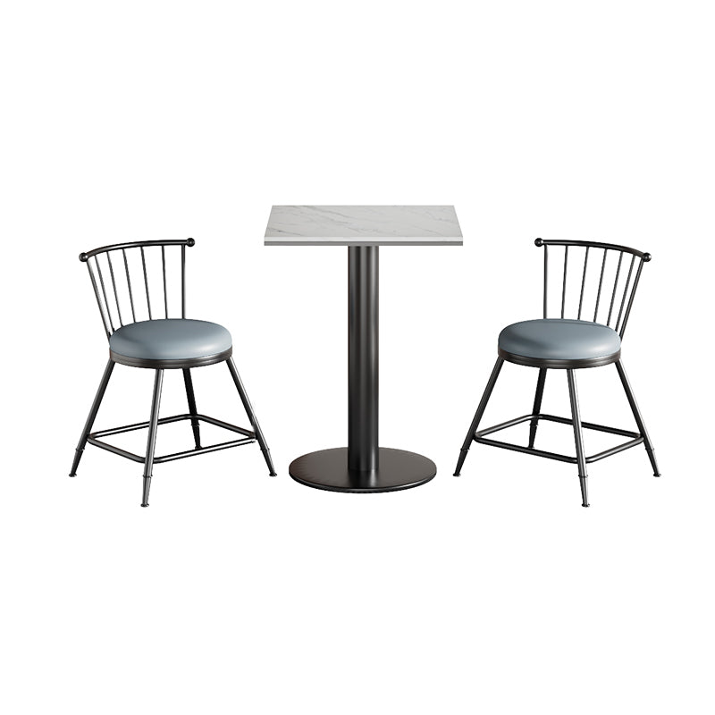 Modern 1/2/3/5 Pcs Bar Set with Square Pub Table and Metal Stools for Home