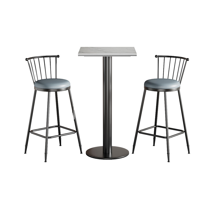 Modern 1/2/3/5 Pcs Bar Set with Square Pub Table and Metal Stools for Home