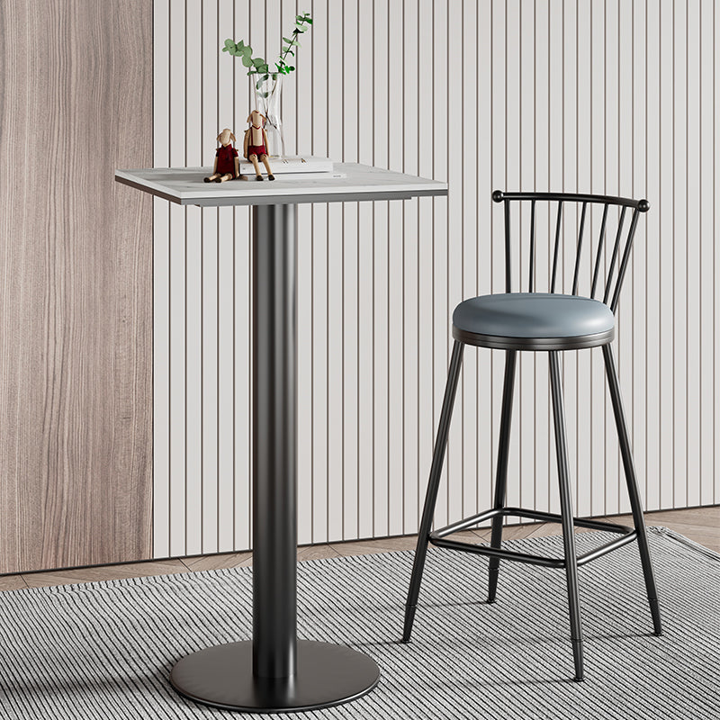 Modern 1/2/3/5 Pcs Bar Set with Square Pub Table and Metal Stools for Home