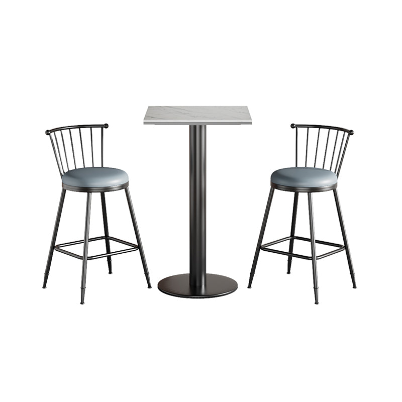 Modern 1/2/3/5 Pcs Bar Set with Square Pub Table and Metal Stools for Home