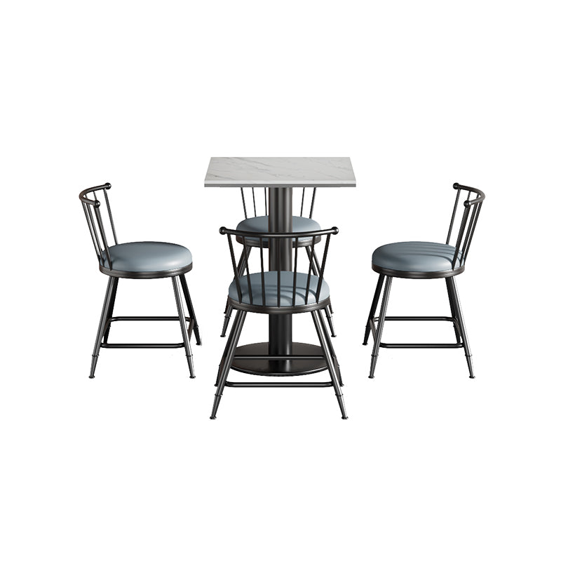 Modern 1/2/3/5 Pcs Bar Set with Square Pub Table and Metal Stools for Home