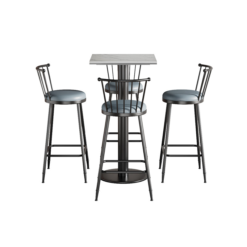 Modern 1/2/3/5 Pcs Bar Set with Square Pub Table and Metal Stools for Home
