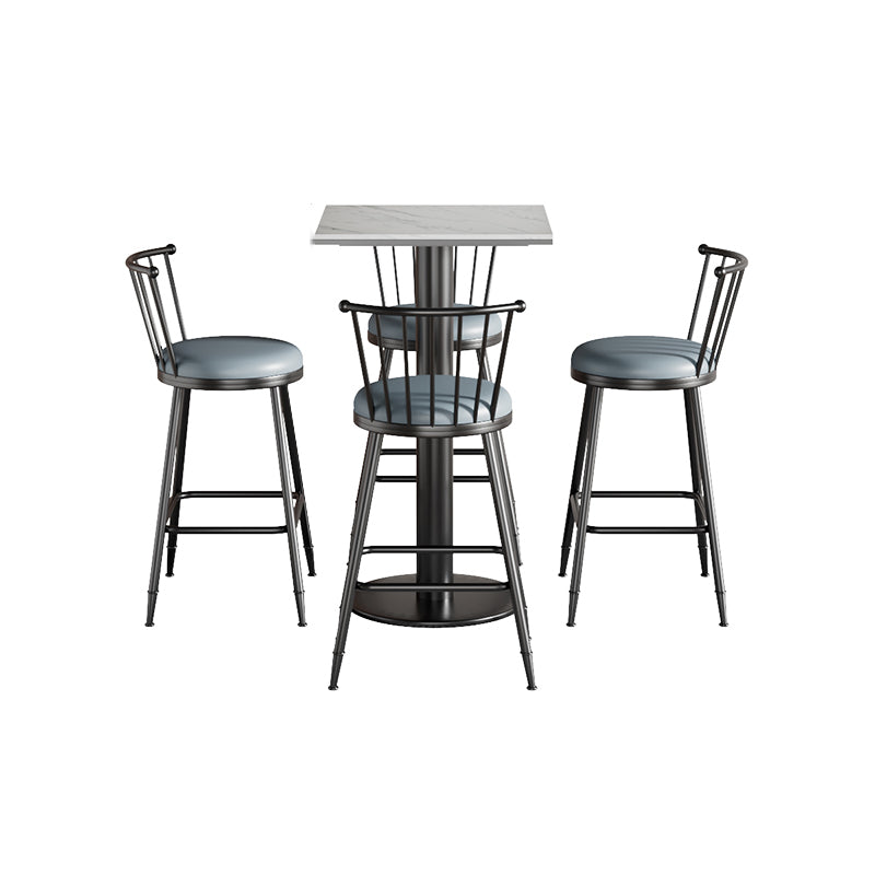 Modern 1/2/3/5 Pcs Bar Set with Square Pub Table and Metal Stools for Home