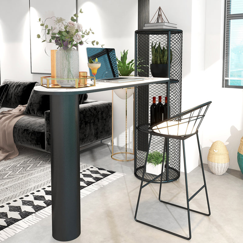 Modern Double Pedestal Sintered Stone Bar Table for Kitchen Dining Room