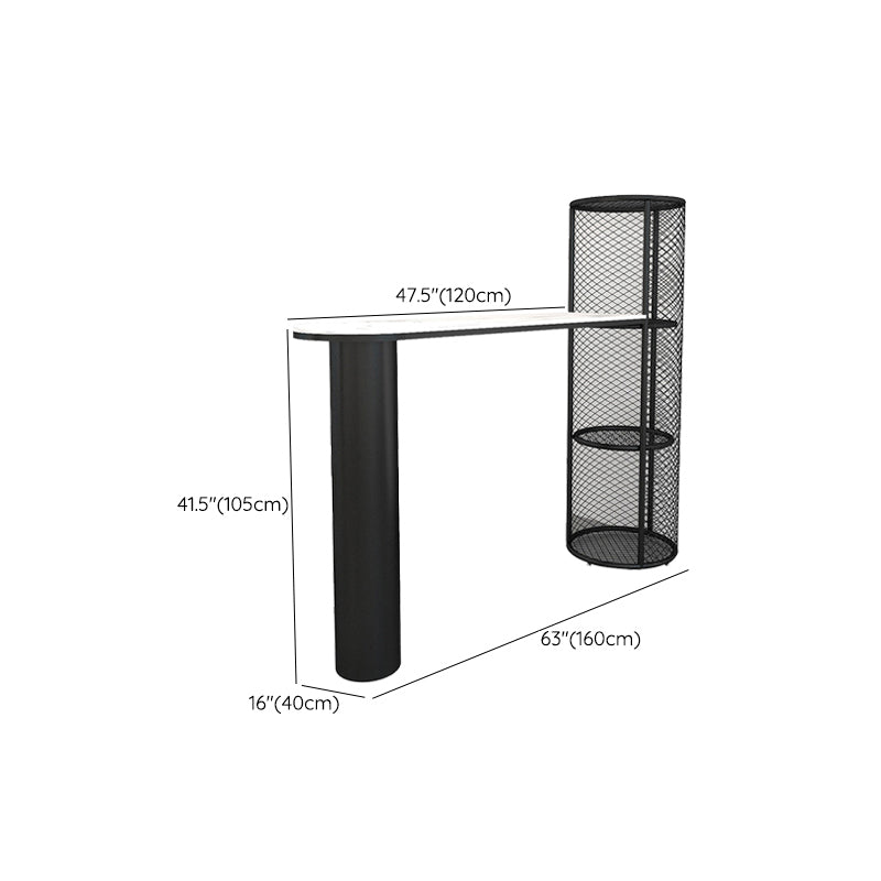 Modern Double Pedestal Sintered Stone Bar Table for Kitchen Dining Room