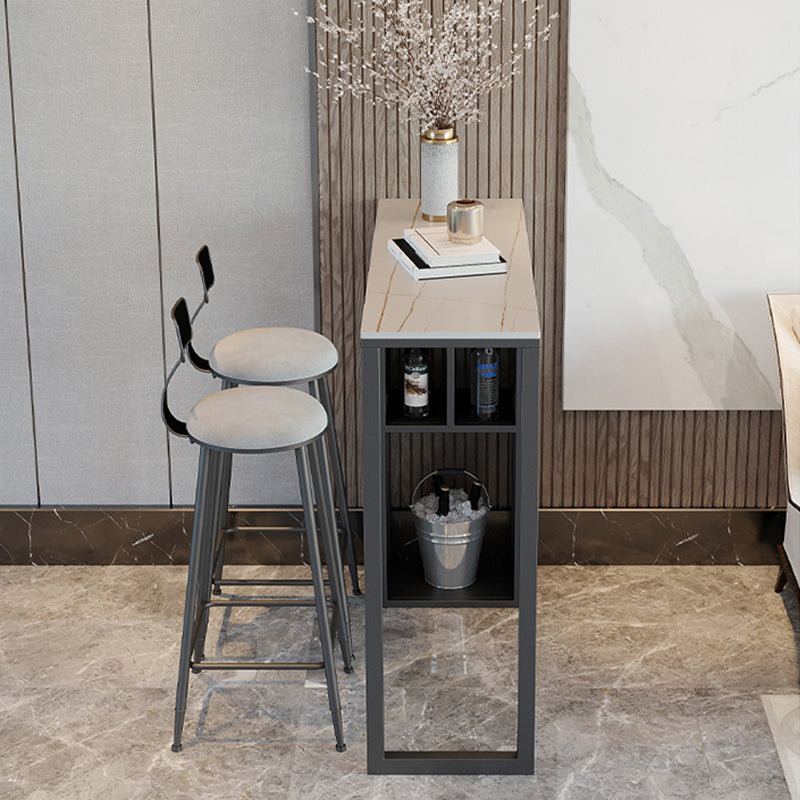 Modern Sintered Stone Top Double Pedestal Bar Table for Kitchen Dining Room