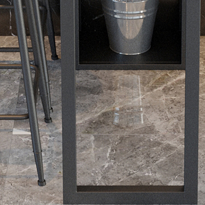 Modern Sintered Stone Top Double Pedestal Bar Table for Kitchen Dining Room