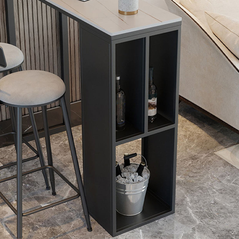 Modern Sintered Stone Top Double Pedestal Bar Table for Kitchen Dining Room