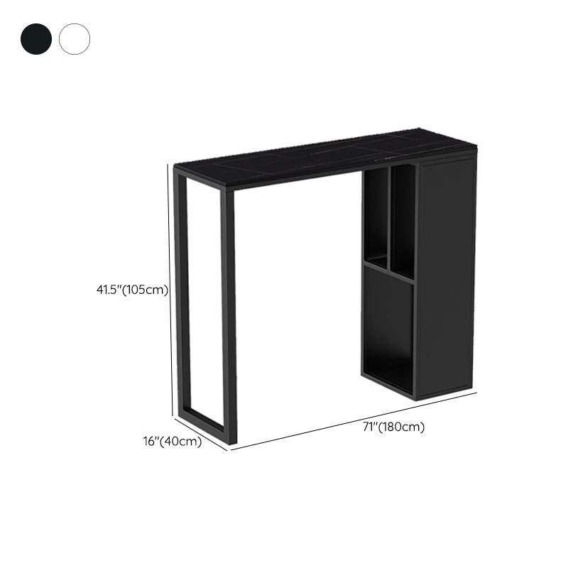 Modern Sintered Stone Top Double Pedestal Bar Table for Kitchen Dining Room