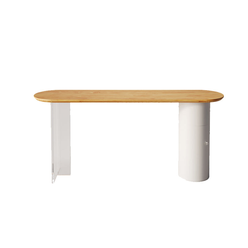 Contemporary Solid Wood Oval Bar Dining Table for Living Room