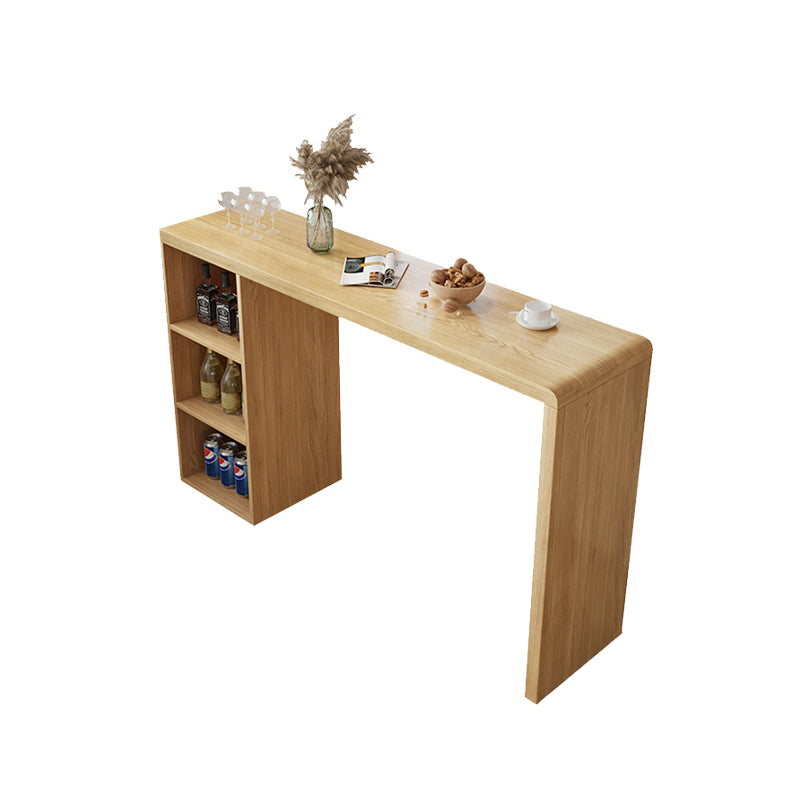 Contemporary Solid Wood Top Rectangle Bar Dining Table with Storage