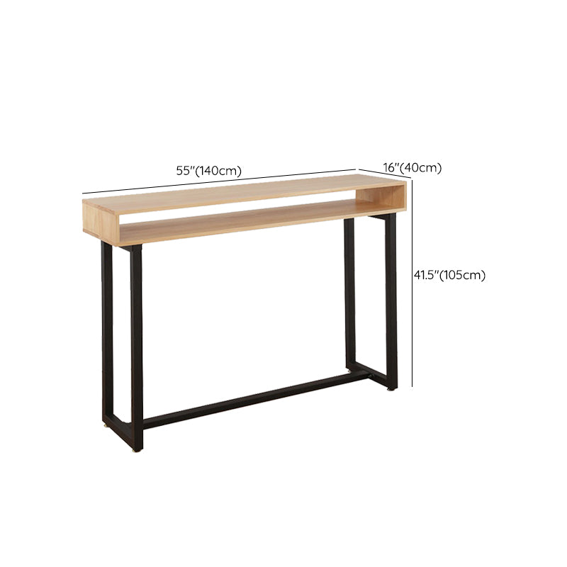 Contemporary Solid Wood Top Rectangle Bar Dining Table for Living Room