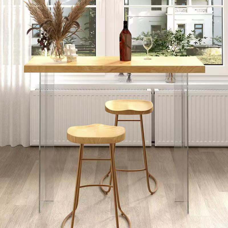 Modern Acrylic Base Solid Wood Bar Table for Kitchen Dining Room