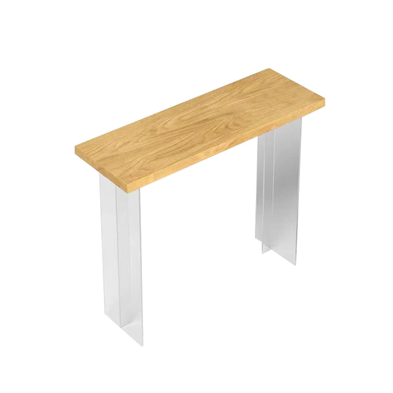 Solid Wood Acrylic Base Double Pedestal Bar Table for Kitchen Dining Room