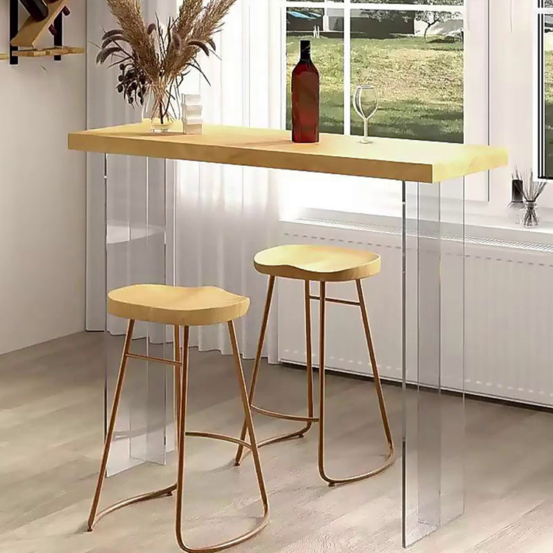 Solid Wood Acrylic Base Double Pedestal Bar Table for Kitchen Dining Room