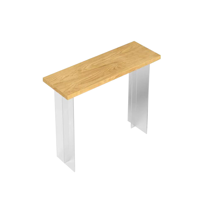 Solid Wood Acrylic Base Rectangle Bar Table for Kitchen Dining Room