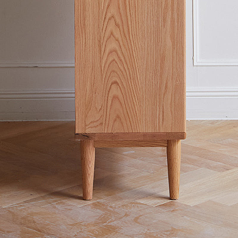 Modern Oak Finished Glass Door Sideboard in Natural with Lights