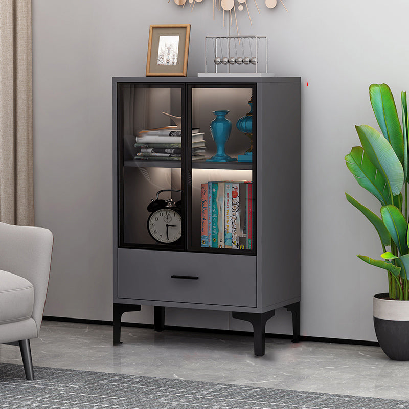 2 Glass Door Wooden Curio Cabinet without Lighting for Living Room