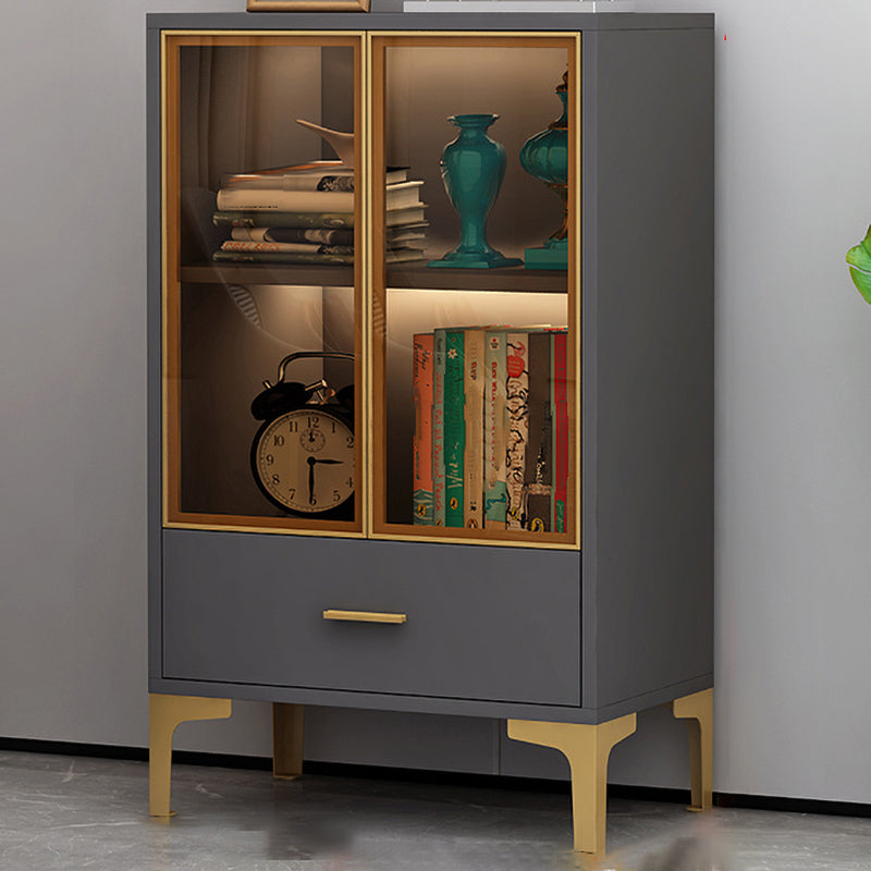 2 Glass Door Wooden Curio Cabinet without Lighting for Living Room