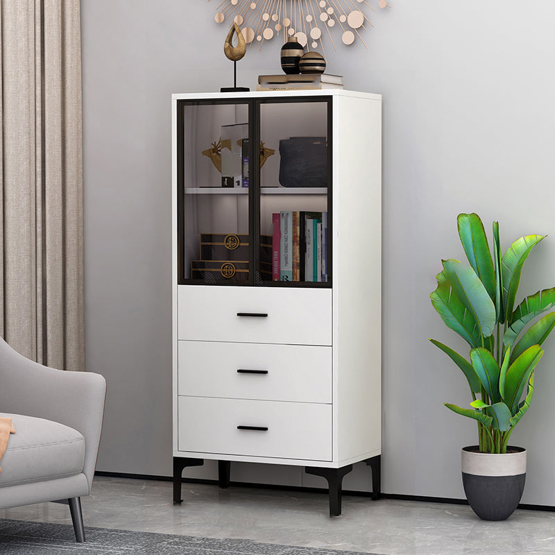 2 Glass Door Wooden Curio Cabinet without Lighting for Living Room