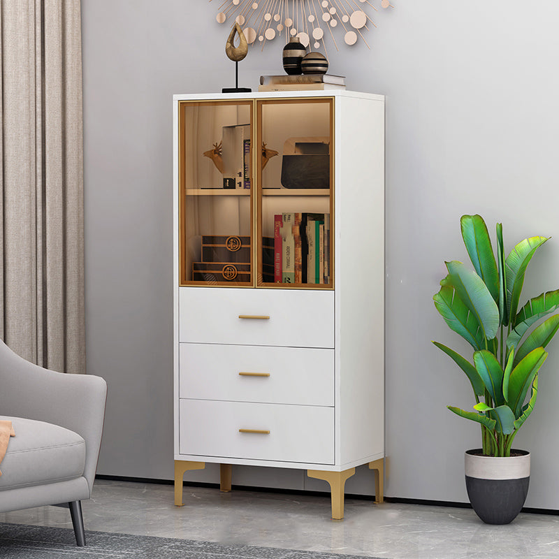 2 Glass Door Wooden Curio Cabinet without Lighting for Living Room