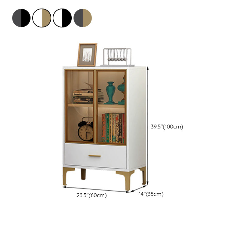 2 Glass Door Wooden Curio Cabinet without Lighting for Living Room