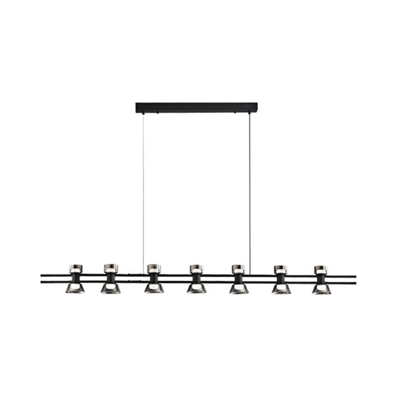 Contemporary Glass LED Hanging Pendant Lights in Black for Dining Room