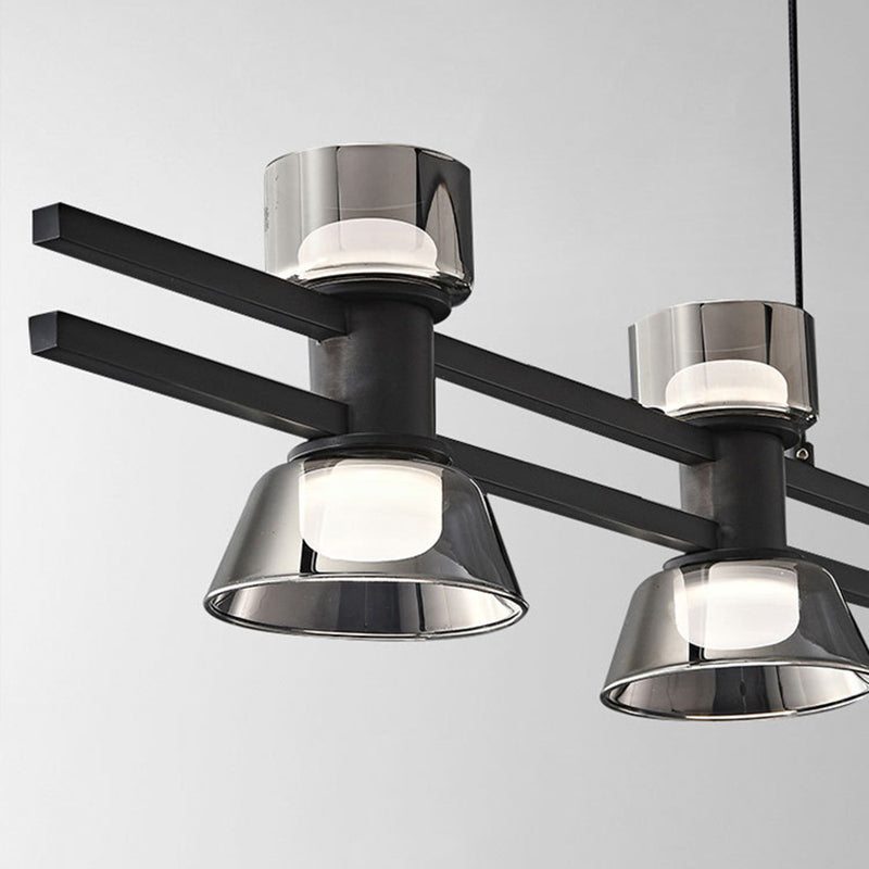 Contemporary Glass LED Hanging Pendant Lights in Black for Dining Room