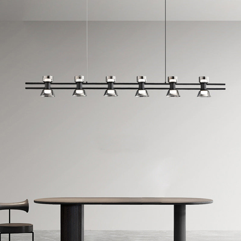 Contemporary Glass LED Hanging Pendant Lights in Black for Dining Room