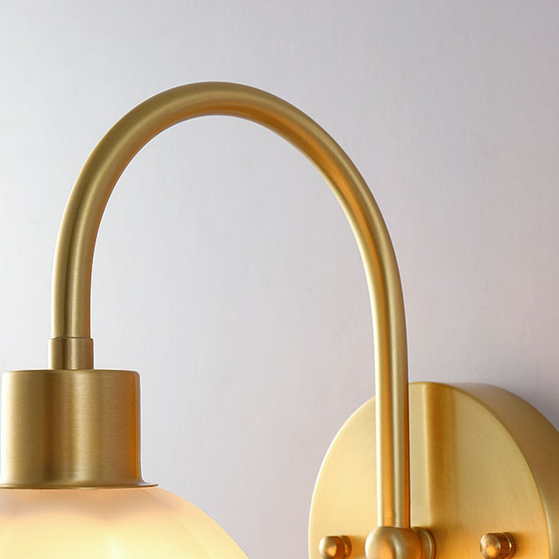 Modern Style Wall Mount Light 1-Light Copper with Glass Shade for Bedroom