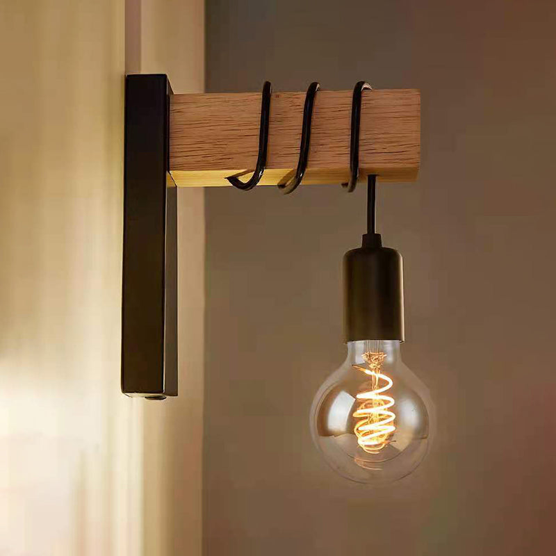 Simple Shape Wall Light Sconces Wood 1 Light Wall Lighting Fixtures for Bedroom